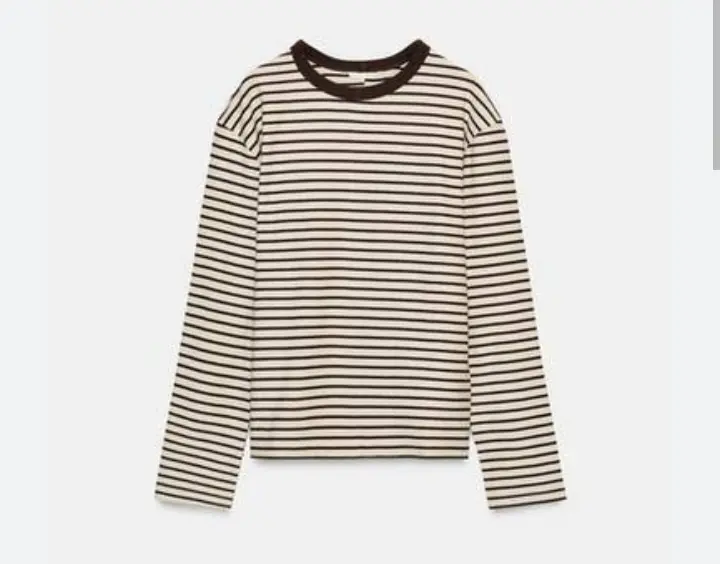 ZARA LONG-SLEEVE RED&PINK BASIC TOP WITH ROPE