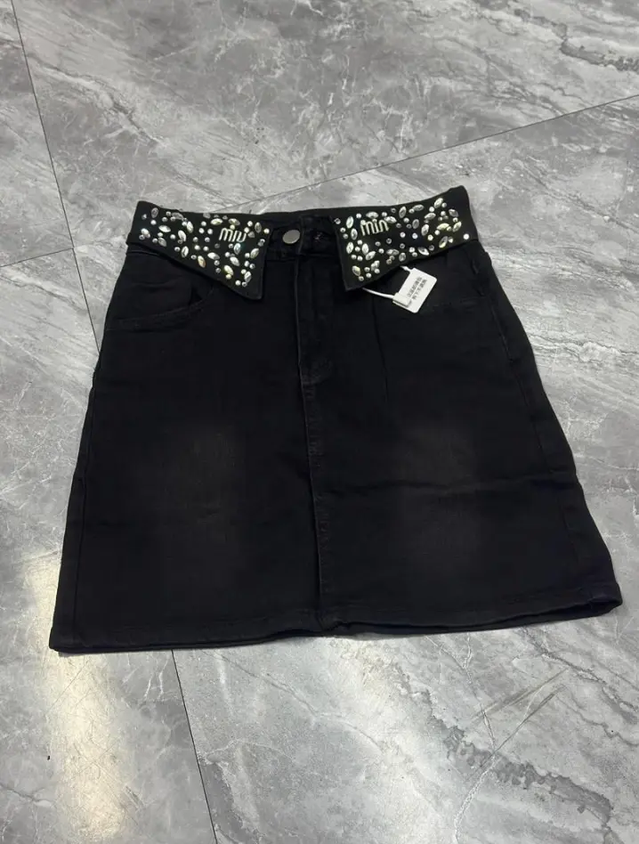 Mimi Black Jean Short Skirt code - 617-5